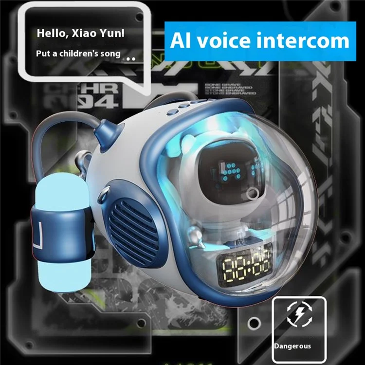 M60 Spaceship Shape AI Bluetooth Stilder Con Despertador Dual RGB Luces Soporte de Altavoz Inalámbrico TF FM - Azul / Blanco