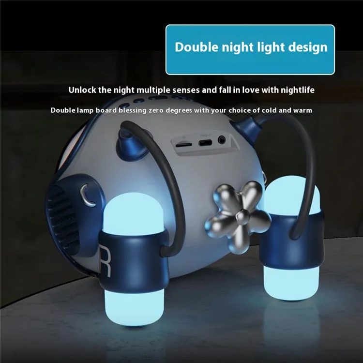 M60 Spaceship Shape AI Bluetooth Stilder Con Despertador Dual RGB Luces Soporte de Altavoz Inalámbrico TF FM - Azul / Blanco