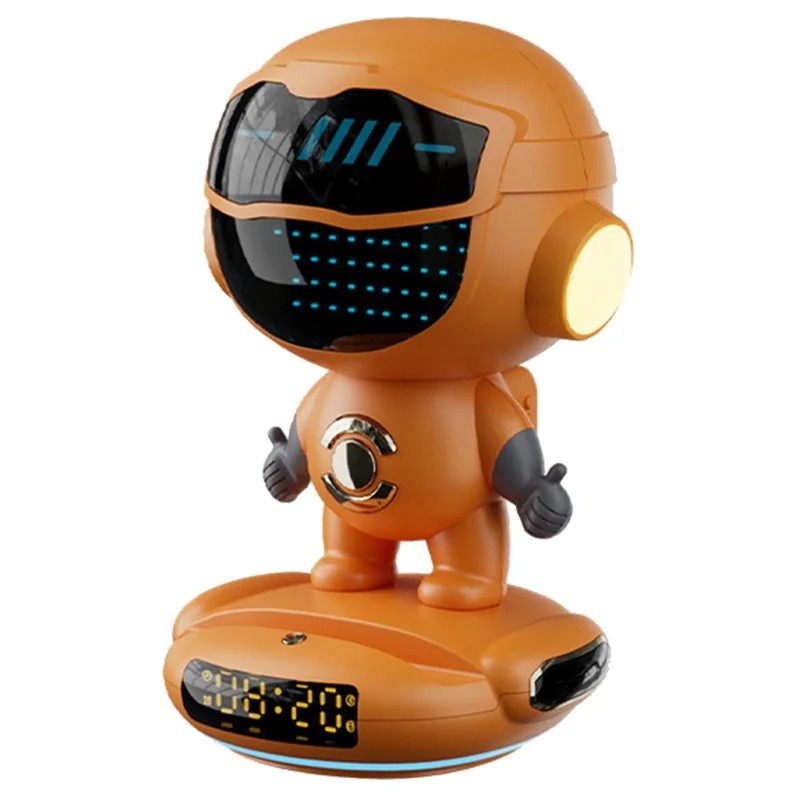 M80 Spaceship Shape AI Bluetooth-compatible Speaker WiFi Wireless Speaker with Alarm Clock Night Lights Phone Holder - Yellow