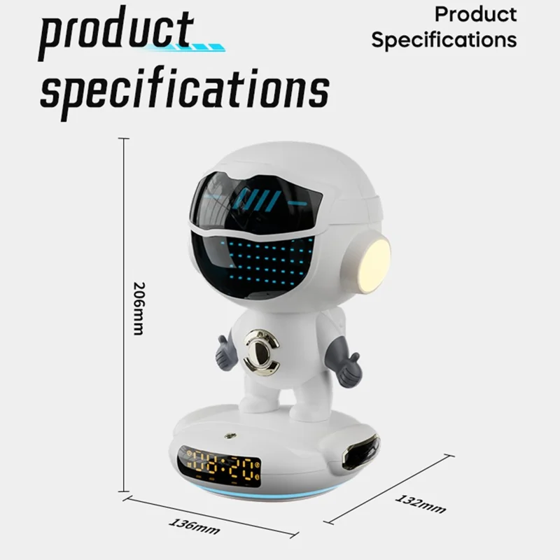 M80 Spaceship Shape AI Bluetooth-compatible Speaker WiFi Wireless Speaker with Alarm Clock Night Lights Phone Holder - Yellow