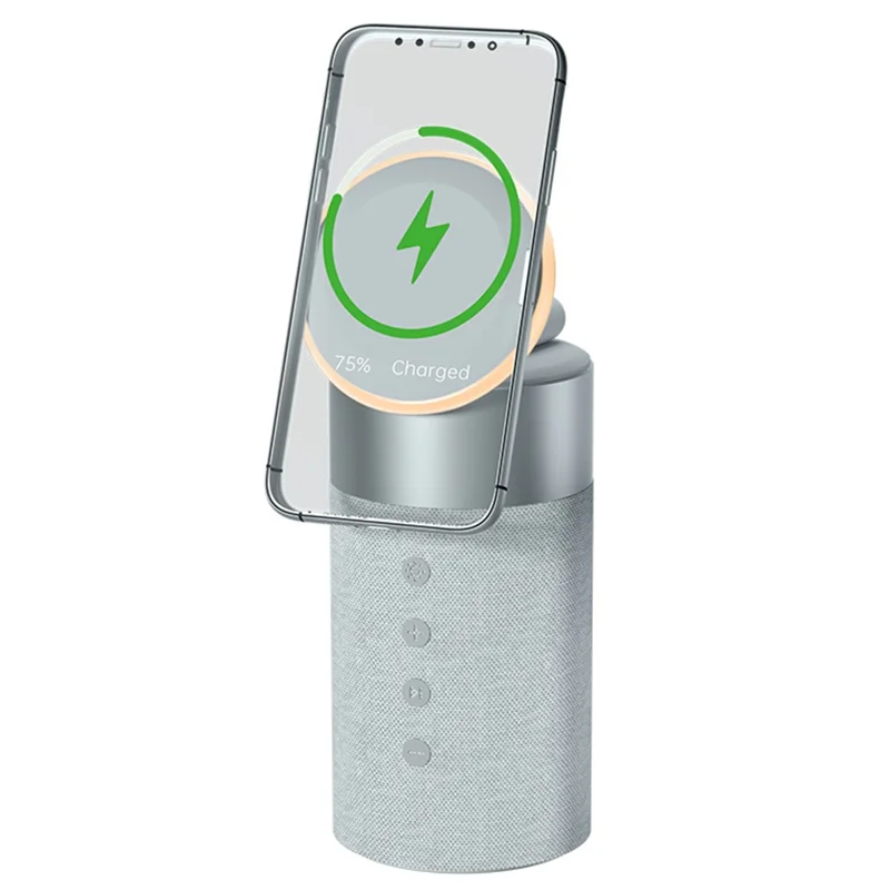S02 Bluetooth-compatible Speaker Magnetic Wireless Charger 2 in 1 Wireless Charging Station with Night Light - Blue