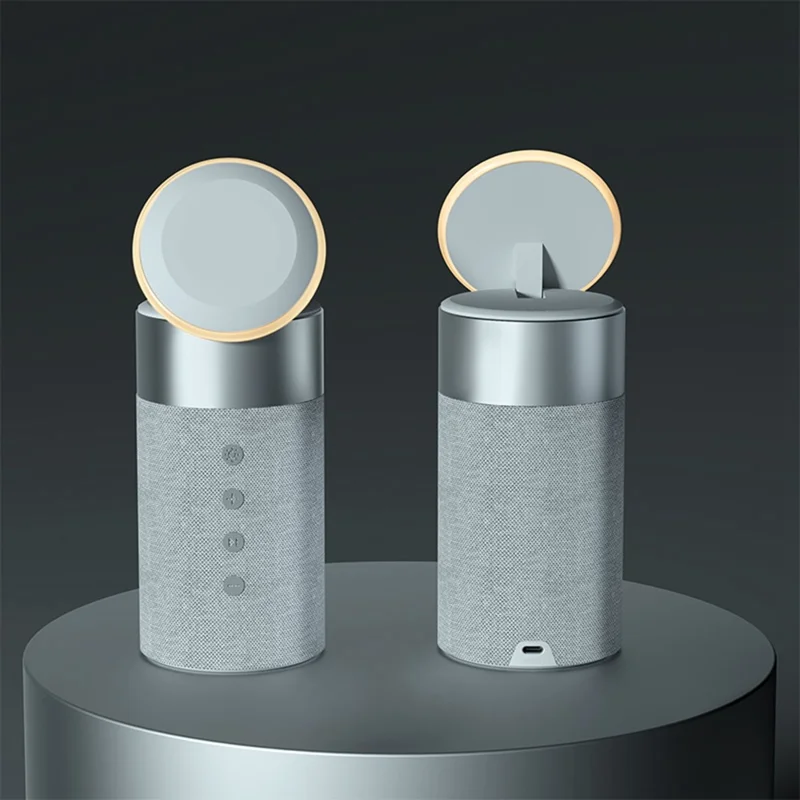 S02 Bluetooth-compatible Speaker Magnetic Wireless Charger 2 in 1 Wireless Charging Station with Night Light - Blue