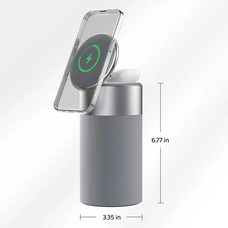 S02 Bluetooth-compatible Speaker Magnetic Wireless Charger 2 in 1 Wireless Charging Station with Night Light - Blue