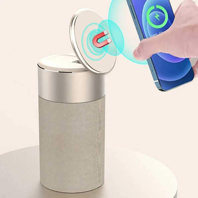 S02 Bluetooth-compatible Speaker Magnetic Wireless Charger 2 in 1 Wireless Charging Station with Night Light - Blue