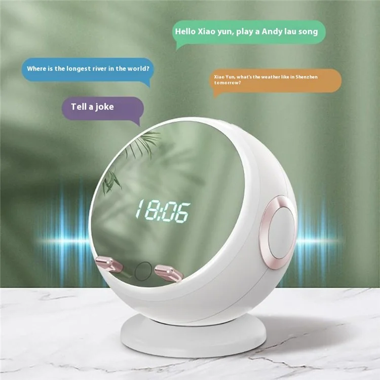 S8 Makeup Mircor ai Bluetooth -динамик с Сигналом Будильника Lights Lights Support TF Card Card - Белый
