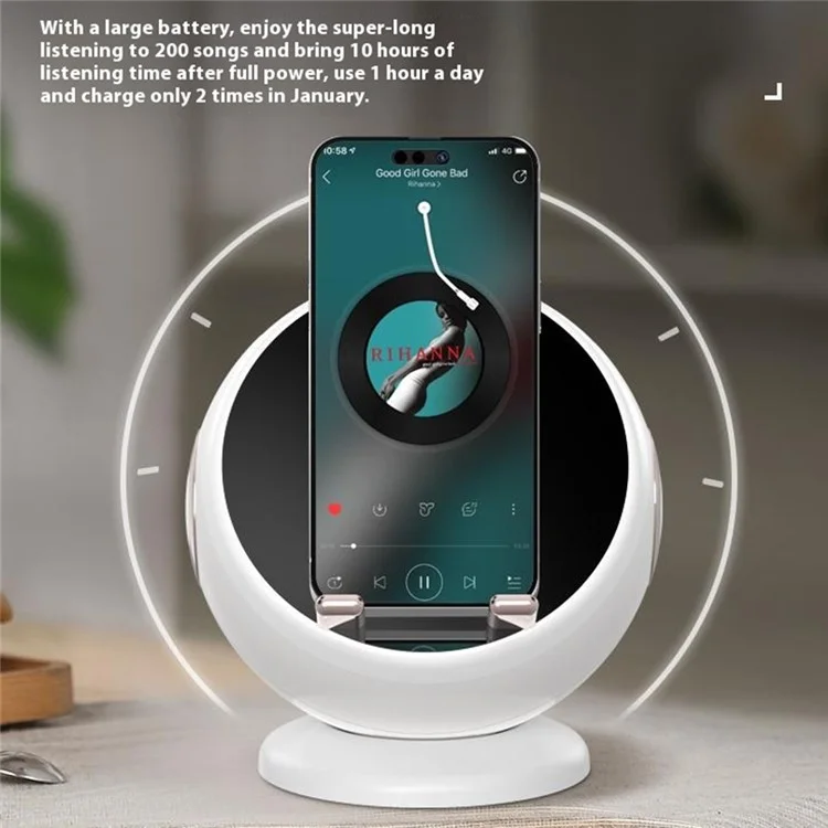 S8 Makeup Mircor ai Bluetooth -динамик с Сигналом Будильника Lights Lights Support TF Card Card - Белый