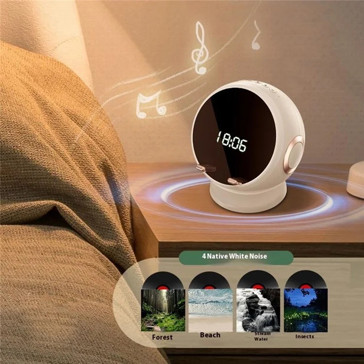 S8 Makeup Mircor ai Bluetooth -динамик с Сигналом Будильника Lights Lights Support TF Card Card - Белый