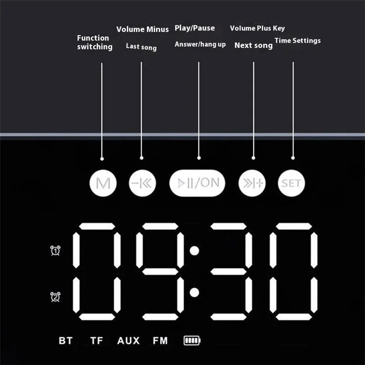 DUDAO Y17 Wireless Bluetooth-compatible Speaker Alarm Clock Multi-Function Home High Volume Subwoofer