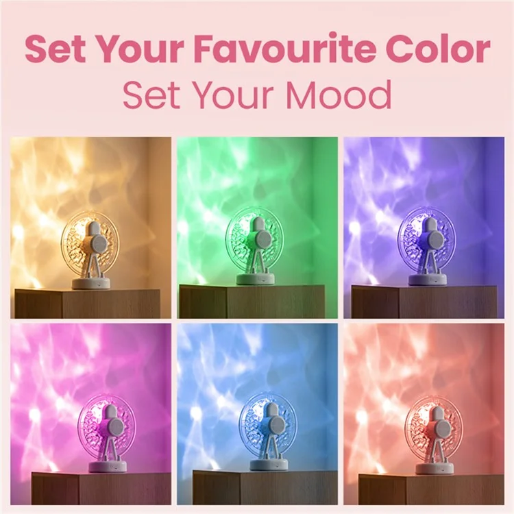 ZAY-L07 Riesenrad-Wasserrippel-Bluetooth-Lautsprecher Atmosphäre Farbiges Licht Kreative Mini-Lautsprecher Heimdekoration - Pink