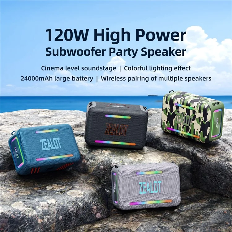 ZEALOT S95 120W High Power TWS Bluetooth-compatible Speaker HiFi Stereo Sound Portable Subwoofer - Black