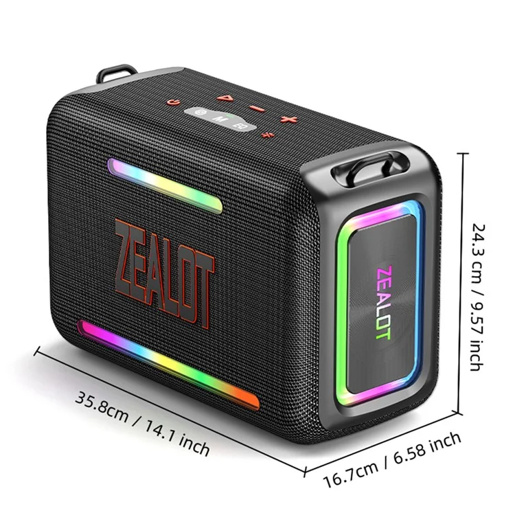 ZEALOT S95 120W High Power TWS Bluetooth-compatible Speaker HiFi Stereo Sound Portable Subwoofer - Black
