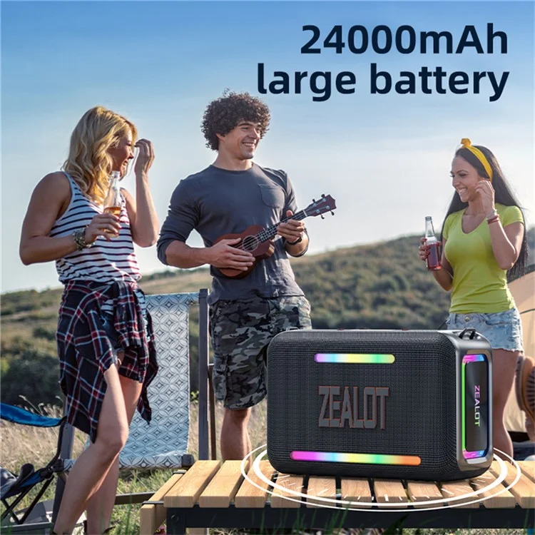 ZEALOT S95 120W High Power TWS Bluetooth-compatible Speaker HiFi Stereo Sound Portable Subwoofer - Black