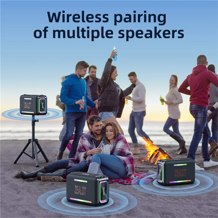 ZEALOT S95 120W High Power TWS Bluetooth-compatible Speaker HiFi Stereo Sound Portable Subwoofer - Black