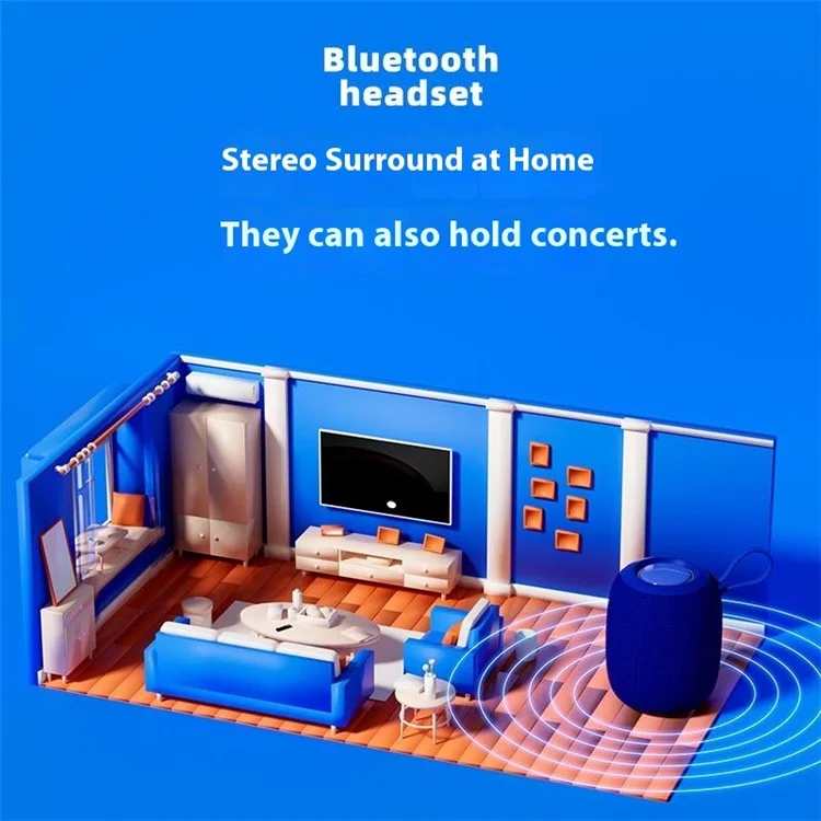 BT2931 Mini Outdoor Waterproof Bluetooth-compatible Speaker Heavy Bass Cloth Mesh Loudspeaker - Dark Blue