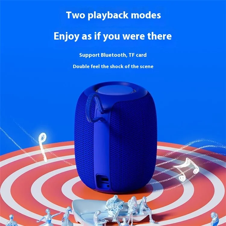 BT2931 Mini Outdoor Waterproof Bluetooth-compatible Speaker Heavy Bass Cloth Mesh Loudspeaker - Dark Blue