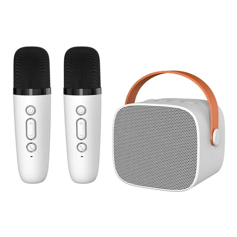 P2 Home Kids Karaoke Bluetooth-compatible Speaker Portable Loudspeaker with 2 Microphones - Ivory White