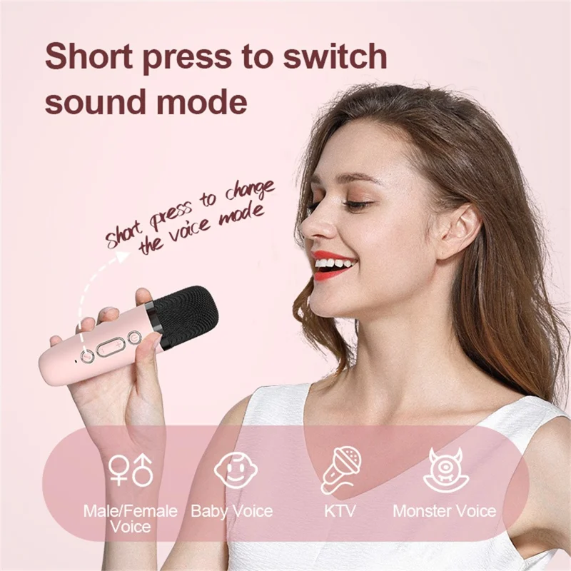 P2 Home Kids Karaoke Bluetooth-compatible Speaker Portable Loudspeaker with 2 Microphones - Ivory White