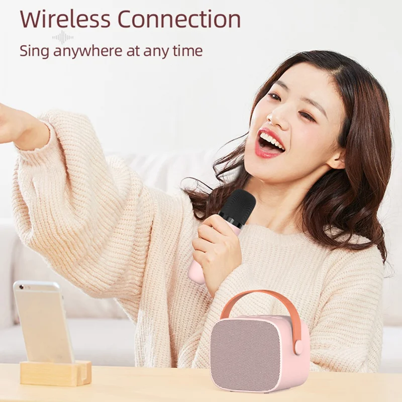 P2 Home Kids Karaoke Bluetooth-compatible Speaker Portable Loudspeaker with 2 Microphones - Ivory White
