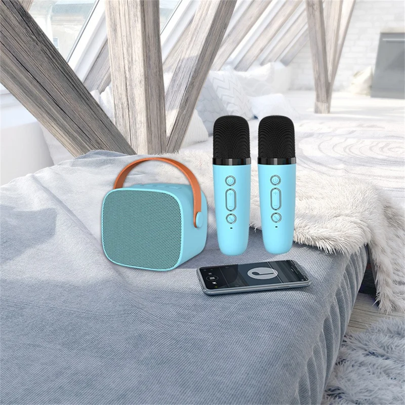 P2 Home Kids Karaoke Bluetooth-compatible Speaker Portable Loudspeaker with 2 Microphones - Ivory White