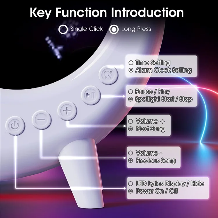 G69pro Multifunction Conch Bluetooth-compatible Speaker Lyrics Display Alarm Clock Colorful Light