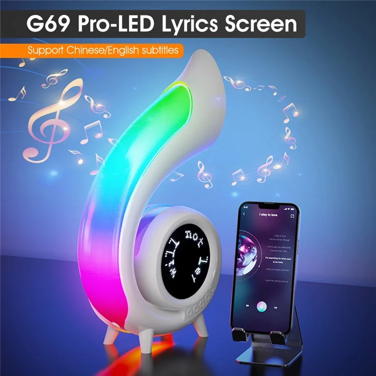 G69pro Multifunction Conch Bluetooth-compatible Speaker Lyrics Display Alarm Clock Colorful Light