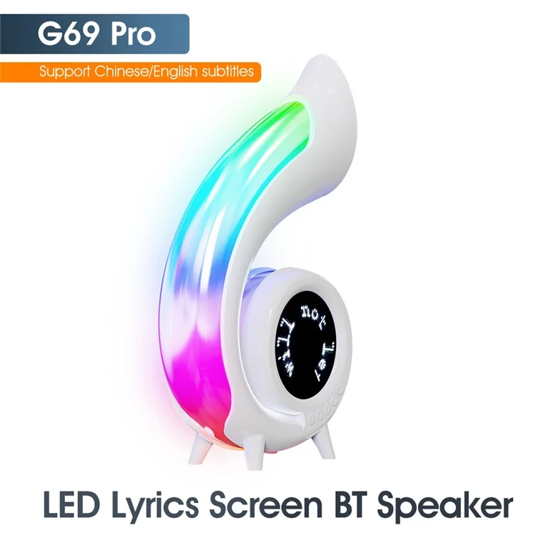 G69pro Multifunction Conch Bluetooth-compatible Speaker Lyrics Display Alarm Clock Colorful Light
