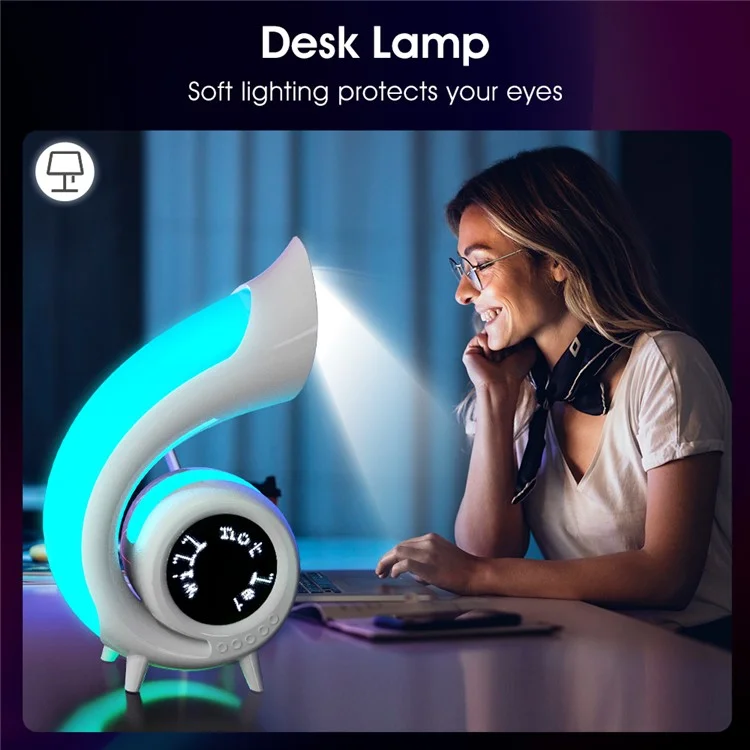 G69pro Multifunction Conch Bluetooth-compatible Speaker Lyrics Display Alarm Clock Colorful Light