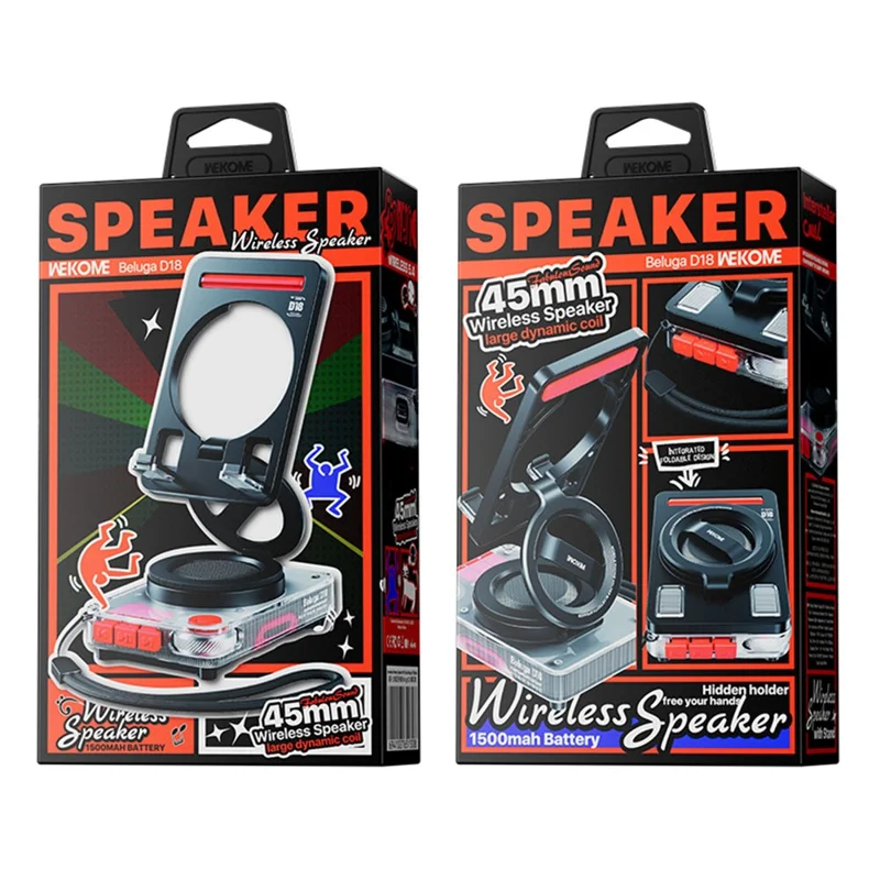 WEKOME Beluga D18 Bluetooth-compatible Speaker With Stand 5W Wireless Audio Device 45MM Driver Unit - Black