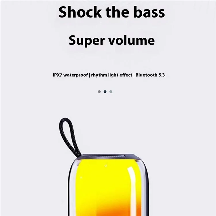 Haut-parleur Bluetooth portable BT2675 IPX7 étanche avec caisson de basses et support d'éclairage RVB - Noir