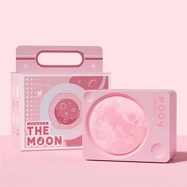 Enceinte Bluetooth sans fil D8 avec design d'éclairage lunaire - Rose