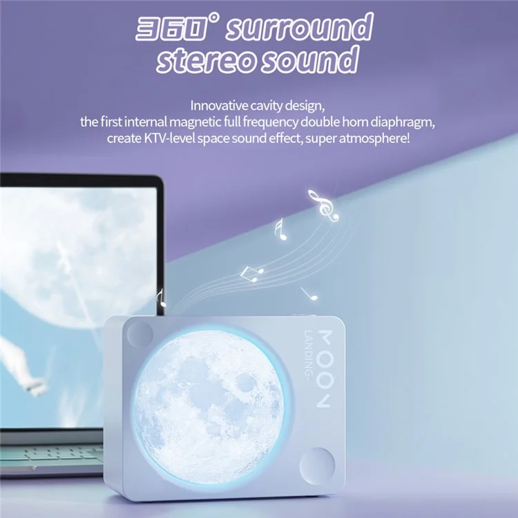 Enceinte Bluetooth sans fil D8 avec design d'éclairage lunaire - Rose