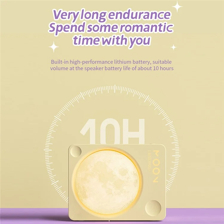 Enceinte Bluetooth sans fil D8 avec design d'éclairage lunaire - Rose