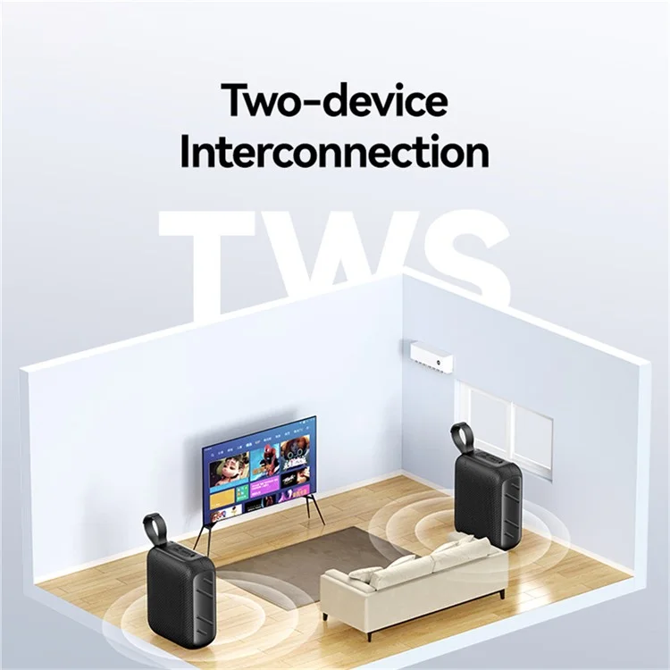 USAMS YX015 Bluetooth-compatible Speaker Portable Wireless, Bluetooth-compatible 5.3, TWS Pairing