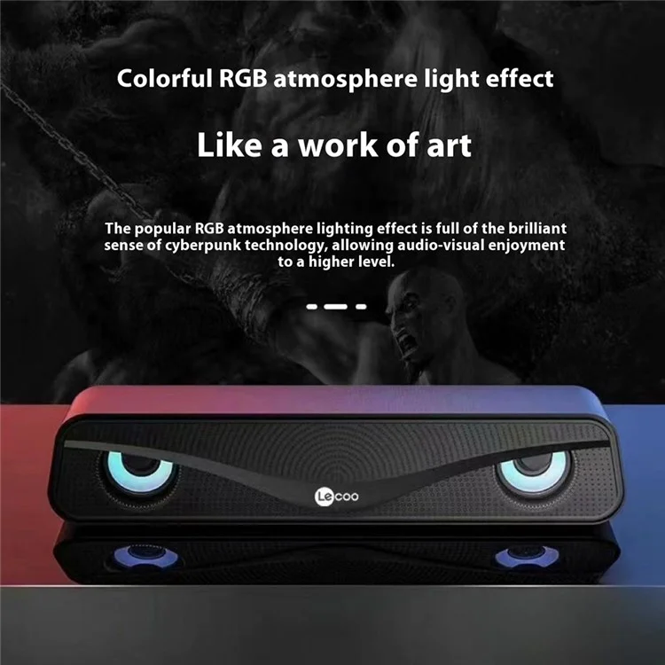 Haut-parleur de bureau LENOVO LECOO DS153 avec éclairage RGB, connexion USB et jack 3,5 mm pour la maison et le bureau