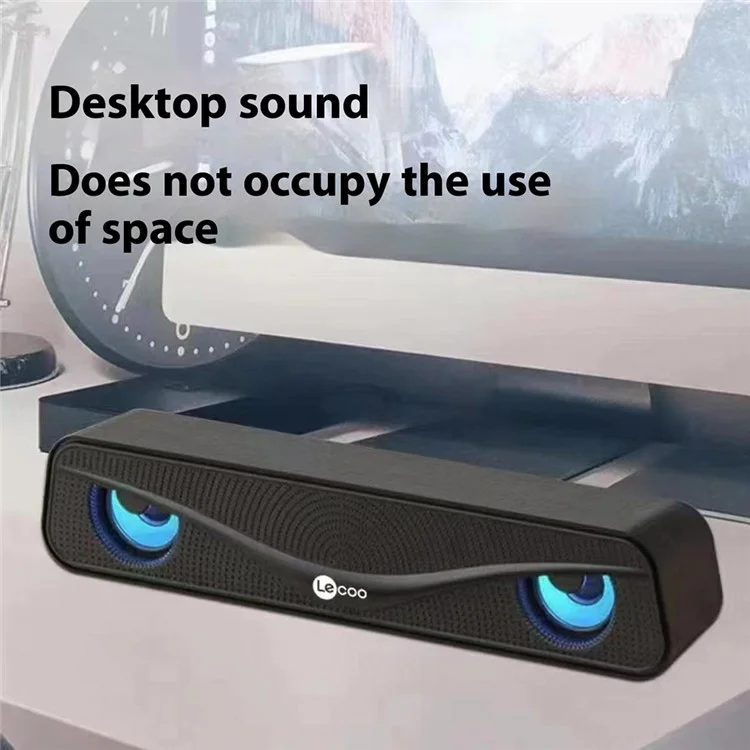 Haut-parleur de bureau LENOVO LECOO DS153 avec éclairage RGB, connexion USB et jack 3,5 mm pour la maison et le bureau