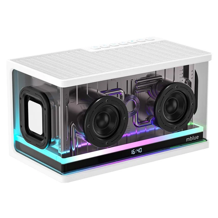 MBLUE AURA 9 40W High Power Transparent Mechanical Bluetooth-compatible Speaker with RGB Light - White