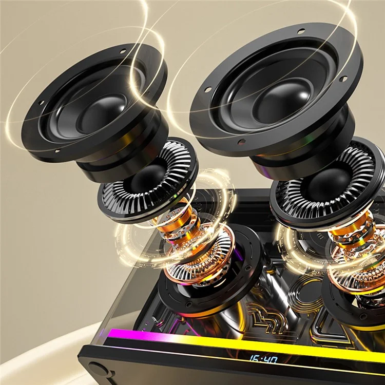 MBLUE AURA 9 40W High Power Transparent Mechanical Bluetooth-compatible Speaker with RGB Light - White