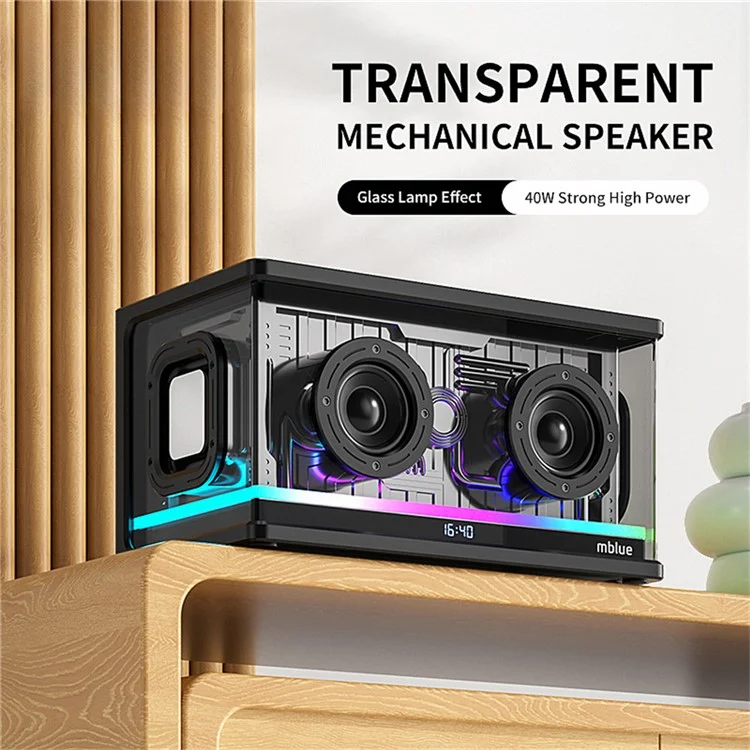 MBLUE AURA 9 40W High Power Transparent Mechanical Bluetooth-compatible Speaker with RGB Light - White