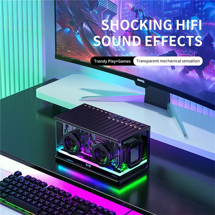 MBLUE AURA 9 40W High Power Transparent Mechanical Bluetooth-compatible Speaker with RGB Light - White