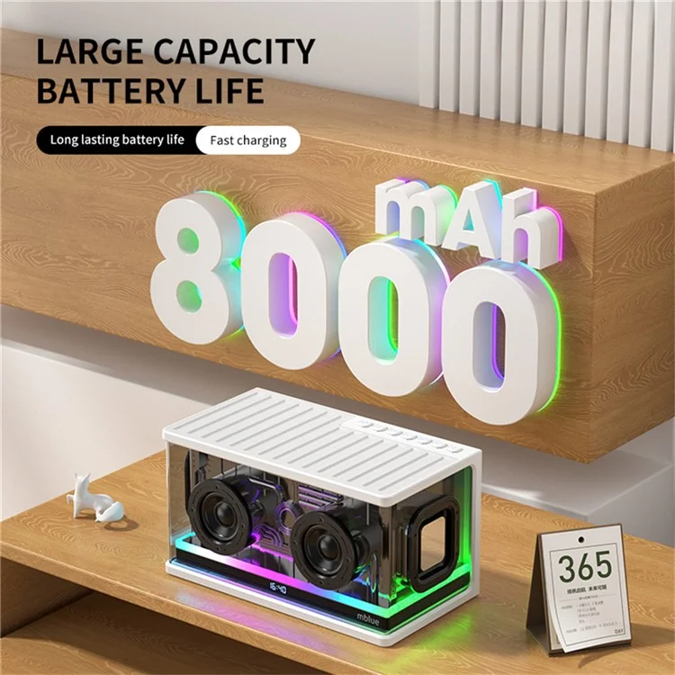 MBLUE AURA 9 40W High Power Transparent Mechanical Bluetooth-compatible Speaker with RGB Light - White