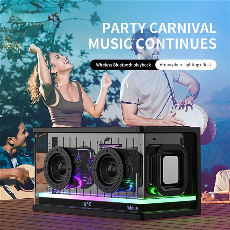 MBLUE AURA 9 40W High Power Transparent Mechanical Bluetooth-compatible Speaker with RGB Light - White