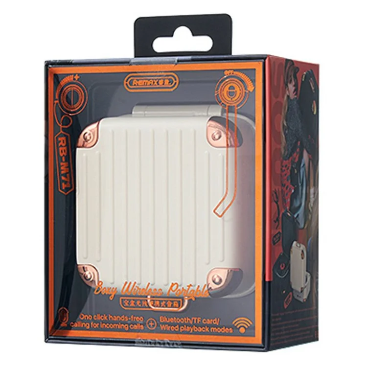 REMAX RB-M71 Altoparlante wireless portatile Bluetooth Retro Suitcase Design Stereo Sound - Beige