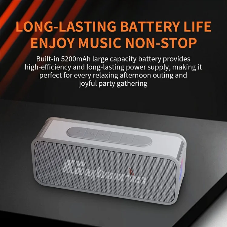 CYBORIS S15 Portable Bluetooth-compatible Speaker Stereo HiFi Subwoofer IPX6 Waterproof Up to 24H Playtime - Silver