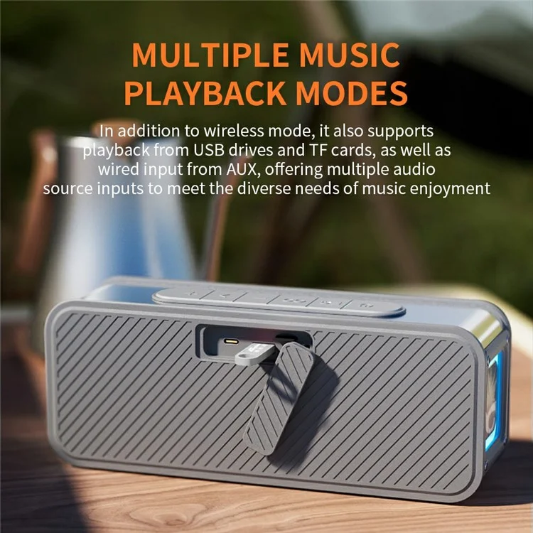 CYBORIS S15 Portable Bluetooth-compatible Speaker Stereo HiFi Subwoofer IPX6 Waterproof Up to 24H Playtime - Silver