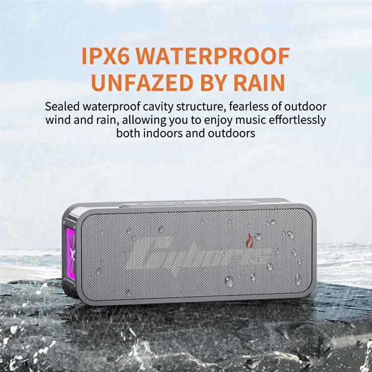 CYBORIS S15 Portable Bluetooth-compatible Speaker Stereo HiFi Subwoofer IPX6 Waterproof Up to 24H Playtime - Silver