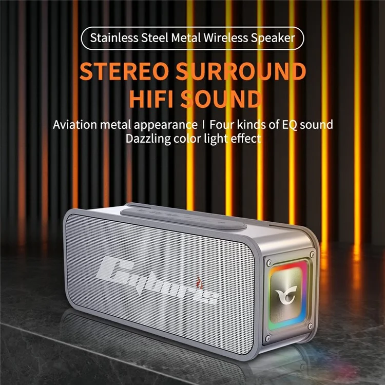 CYBORIS S15 Portable Bluetooth-compatible Speaker Stereo HiFi Subwoofer IPX6 Waterproof Up to 24H Playtime - Silver