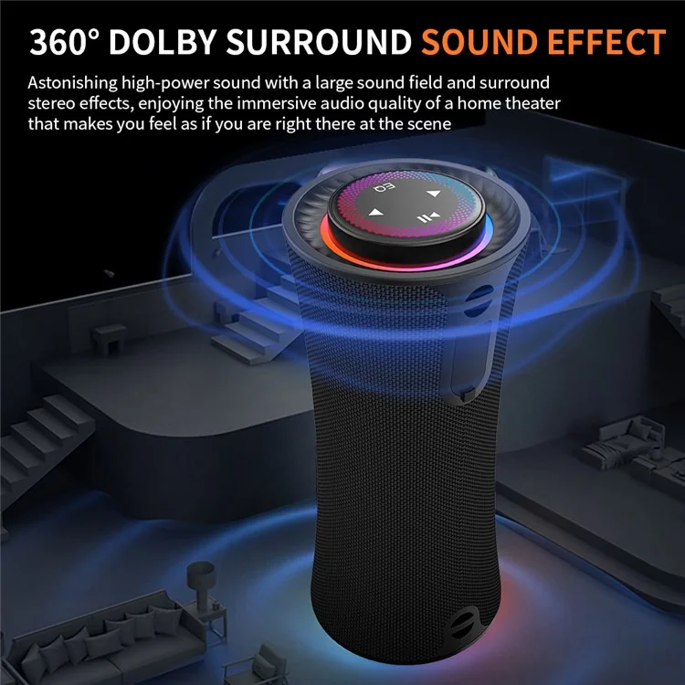 CYBORIS T16 Portable Wireless Bluetooth-compatible Speaker with RGB Lighting Stereo Surround Sound Music Player