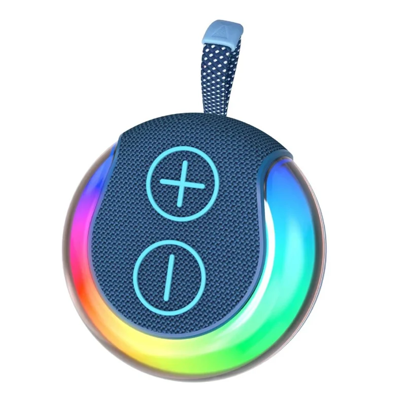 Portable RGB Light Round Bluetooth-compatible Speaker Outdoor Desktop Wireless TWS Subwoofer - Blue