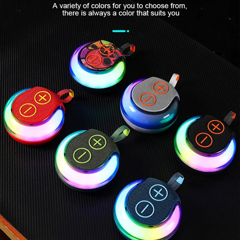 Portable RGB Light Round Bluetooth-compatible Speaker Outdoor Desktop Wireless TWS Subwoofer - Blue