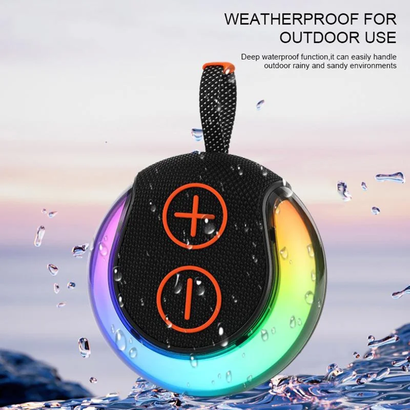 Portable RGB Light Round Bluetooth-compatible Speaker Outdoor Desktop Wireless TWS Subwoofer - Blue